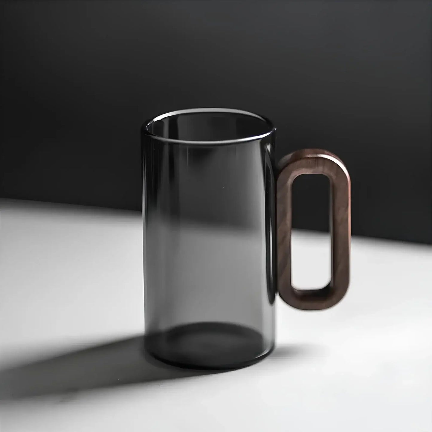 Elegant Wooden Handle Glass Mug - 360ml