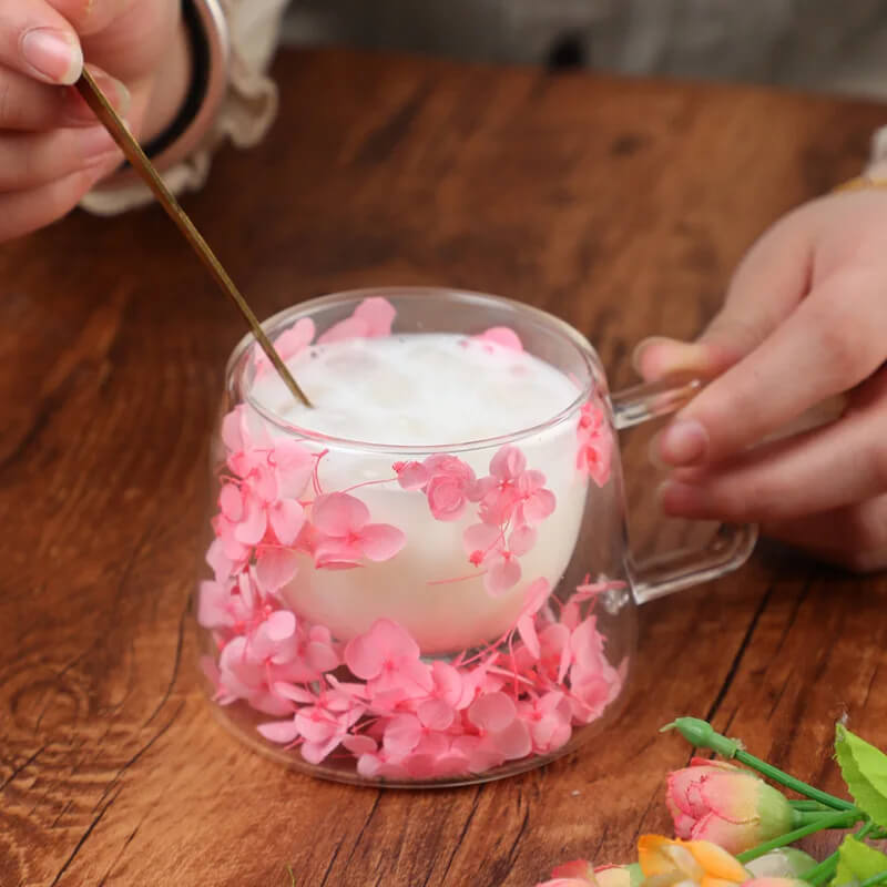 Handcrafted Double Glass Cherry Mug