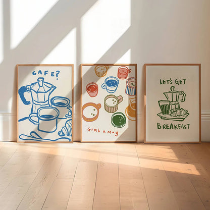 Moka Moments Wall Art Prints - Coffee & Mug Themed Decor for Kitchen & Cafe